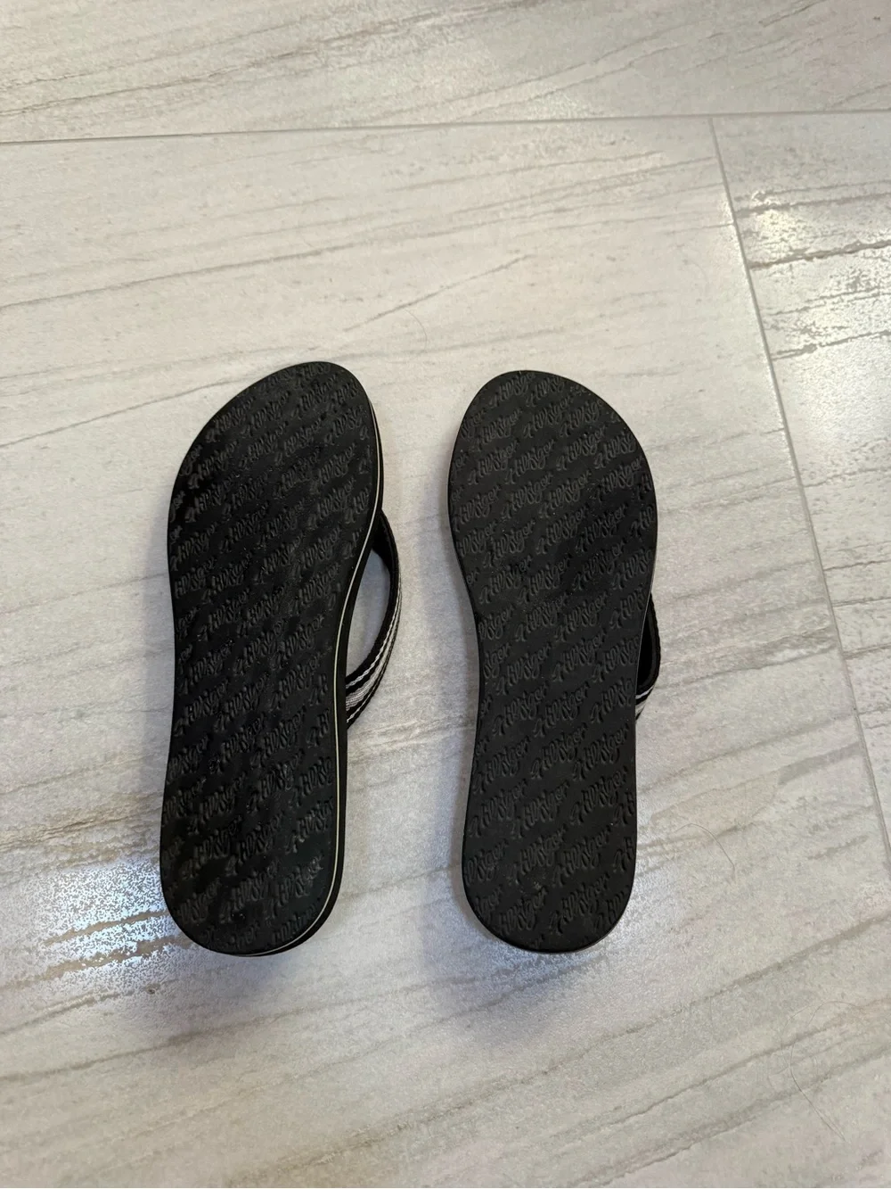 Tommy Hilfiger Black Flip Flop Sandals with Striped Thong